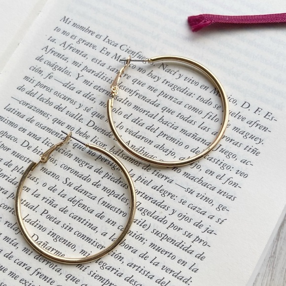 Gold classic hoops earrings set minimalist - Picture 1 of 1